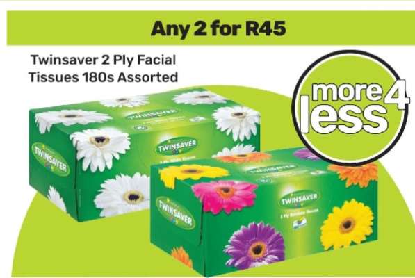 Twinsaver 2 Ply Facial Tissues 180s Assorted