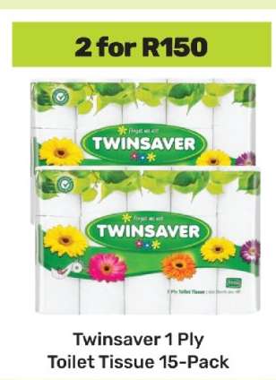 Twinsaver 1 Ply Toilet Tissue-15 Pack
