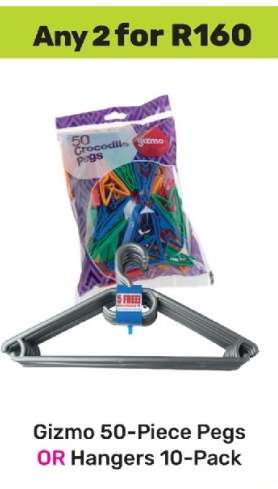 Gizmo 50-Piece Pegs OR Hangers 10-Pack