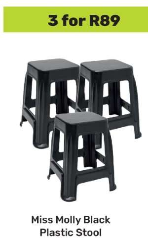 Miss Molly Black Plastic Stool