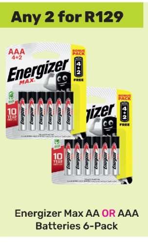 Energizer Max AA OR AAA Batteries 6-Pack