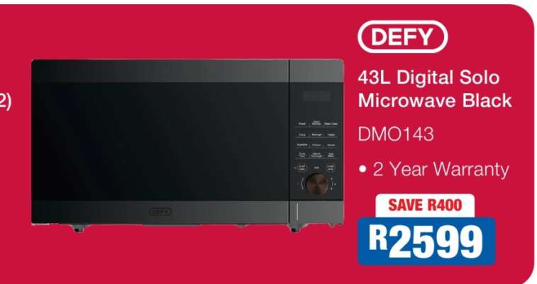 DEFY 43L Digital Solo Microwave Black