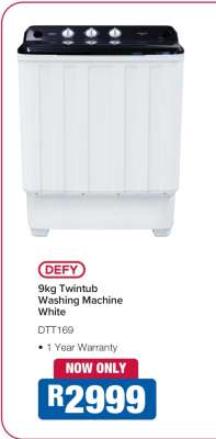DEFY 9kg Twintub Washing Machine White