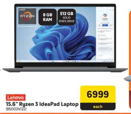 Lenovo 15.6” Ryzen 3 IdeaPad Laptop