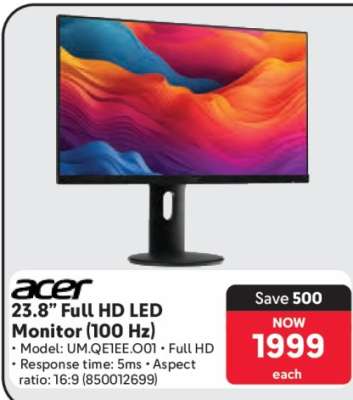 Acer 23.8” Full HD LED Monitor (100 Hz)