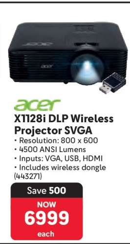 Acer X1128i DLP Wireless Projector SVGA