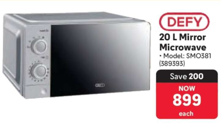 DEFY 20 L Mirror Microwave