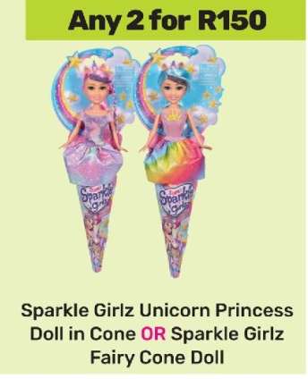 Sparkle Girlz Unicorn Princess Doll in Cone OR Sparkle Girlz Fairy Cone Doll