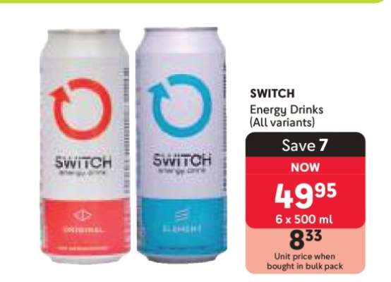 SWITCH Energy Drinks (All variants)