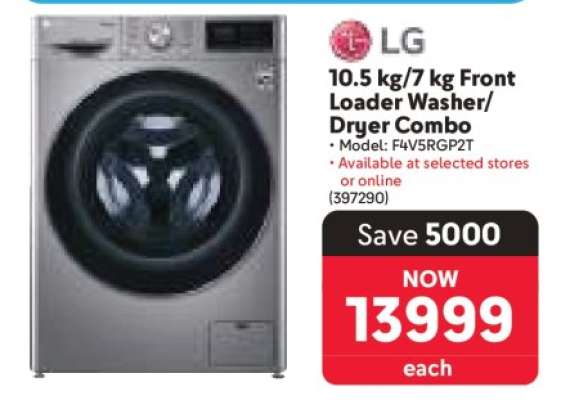 LG 10.5 kg/7 kg Front Loader Washer/Dryer Combo