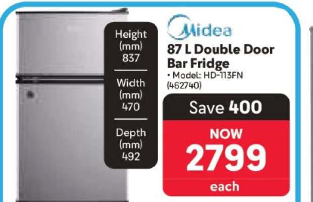 Midea 87 L Double Door Bar Fridge