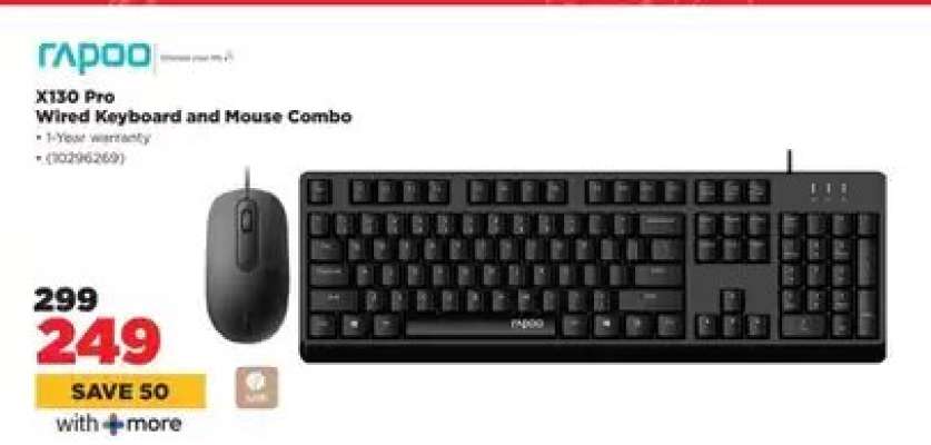 Rapoo X130 Pro Wired Keyboard and Mouse Combo