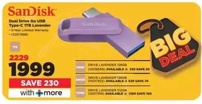 SanDisk Dual Drive Go USB Type-C 1TB Lavender