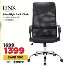 Linx Miro High Back Chair