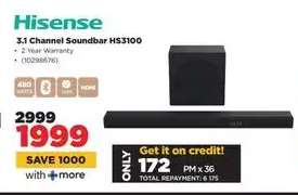 Hisense 3.1 Channel Soundbar HS3100