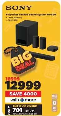 Sony 6 Speaker Theatre Sound System HT-S60