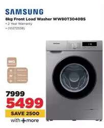 Samsung 8kg Front Load Washer WW80T3040BS