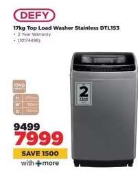 Defy 17kg Top Load Washer Stainless DTL153