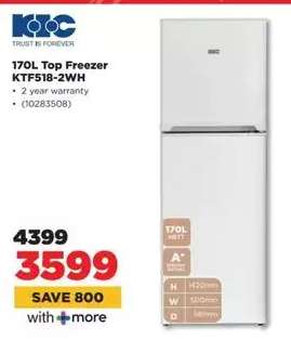 170L Top Freezer KTF518-2WH