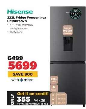 Hisense 222L Fridge Freezer Inox H310BIT-WD