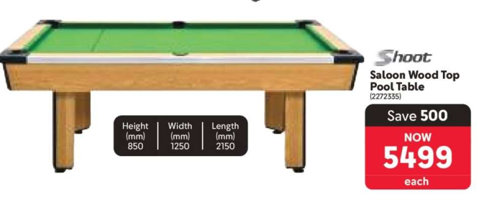 Shoot Saloon Wood Top Pool Table