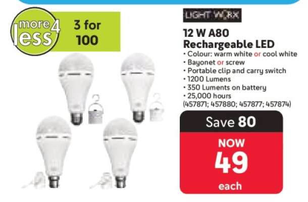 12 W A80 Rechargeable LED