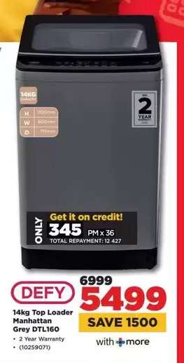 DEFY 14kg Top Loader Manhattan Grey DTL160
