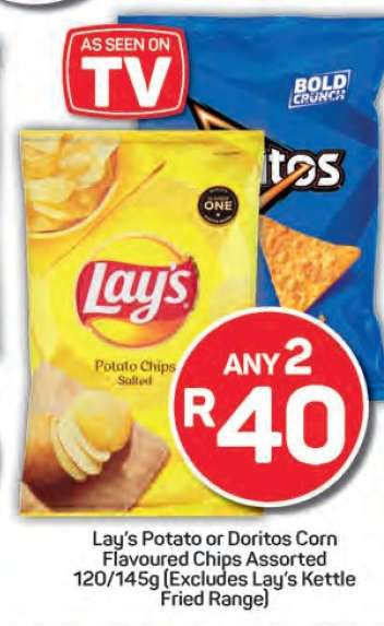 Lay's Potato or Doritos Corn Flavoured Chips Assorted