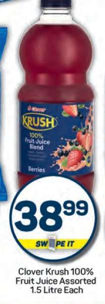 Clover Krush 100% Fruit Juice Assorted