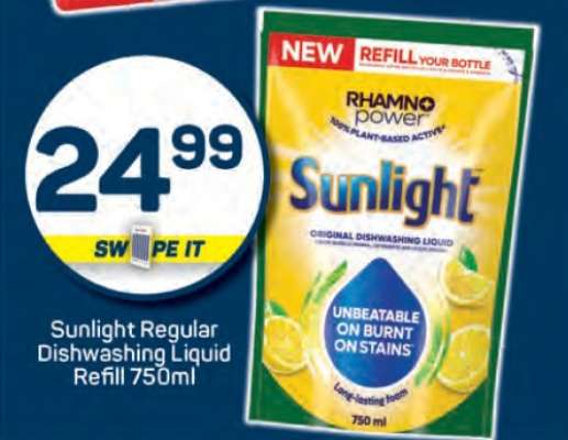 Sunlight Regular Dishwashing Liquid Refill 750ml