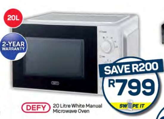 DEFY 20 Litre White Manual Microwave Oven