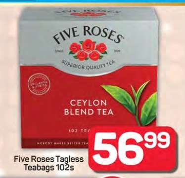 Five Roses Tagless
Teabags 102s
