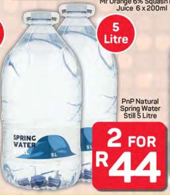 PnP Natural Spring Water Still 5 Litre