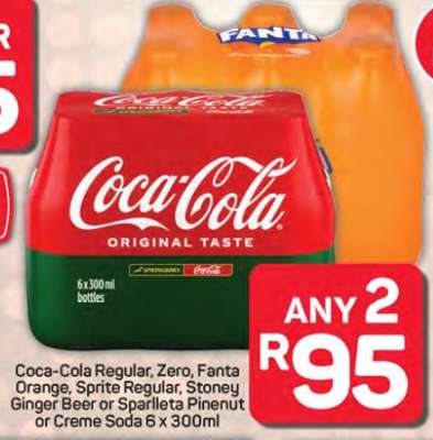 Coca-Cola, Fanta, Sprite, Stoney Ginger Beer, Sparletta Pinenut, Creme Soda