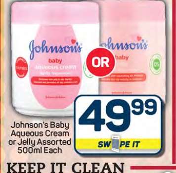 Johnson's Baby Aqueous Cream or Jelly