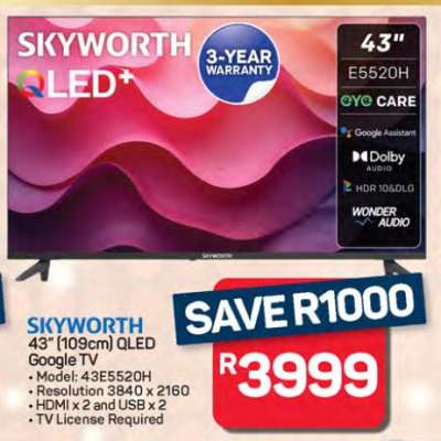 SKYWORTH 43" QLED Google TV