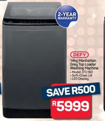 DEFY 14kg Manhattan Grey Top Loader Washing Machine