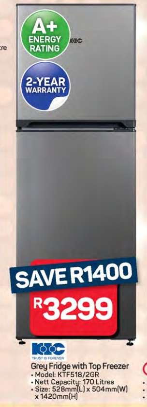 Grey Fridge with Top Freezer