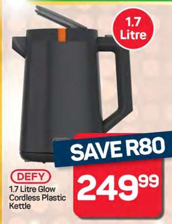 DEFY 1.7 Litre Glow Cordless Plastic Kettle