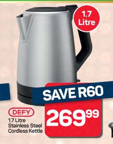 DEFY 1.7 Litre Stainless Steel Cordless Kettle