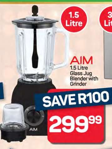 AIM 1.5 Litre Glass Jug Blender with Grinder
