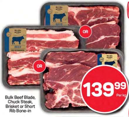 Bulk Beef Blade, Chuck Steak, Brisket or Short Rib Bone-in