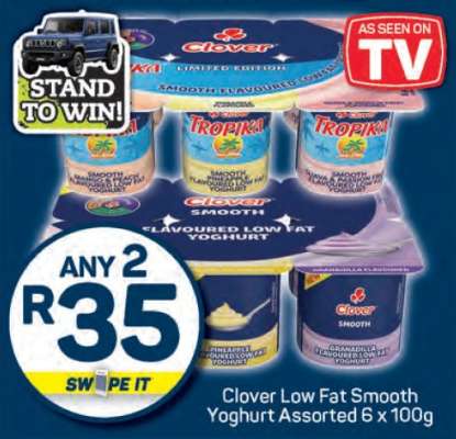 Clover Low Fat Smooth Yoghurt Assorted 6 x 100g