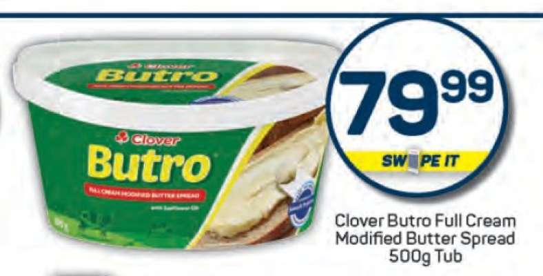 Clover Butro Full Cream Modified Butter Spread 500g Tub