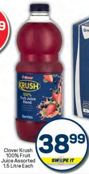 Clover Krush 100% Fruit Juice Assorted 1.5 Litre Each