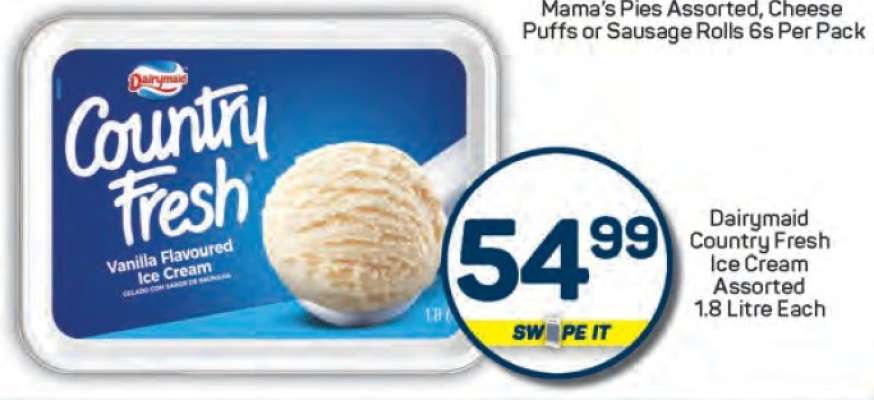 Dairymaid Country Fresh Ice Cream Assorted 1.8 Litre Each