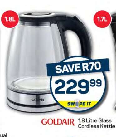 Goldair 1.8 Litre Glass Cordless Kettle