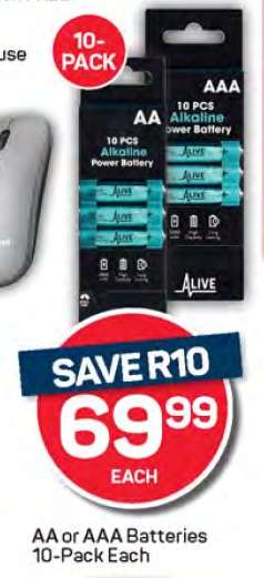 AA or AAA Batteries 10-Pack Each