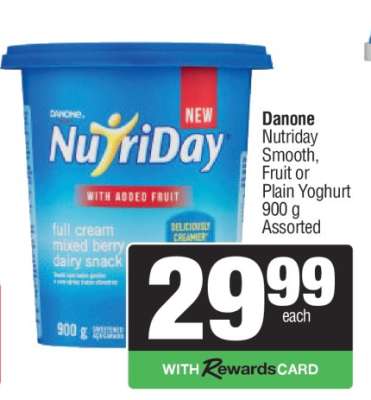 Danone Nutriday Smooth, Fruit or Plain Yoghurt