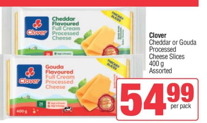 CLOVER Cheddar or Gouda Processed Cheese Slices